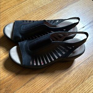 Bionica Black Wedge Slingback Shoes
